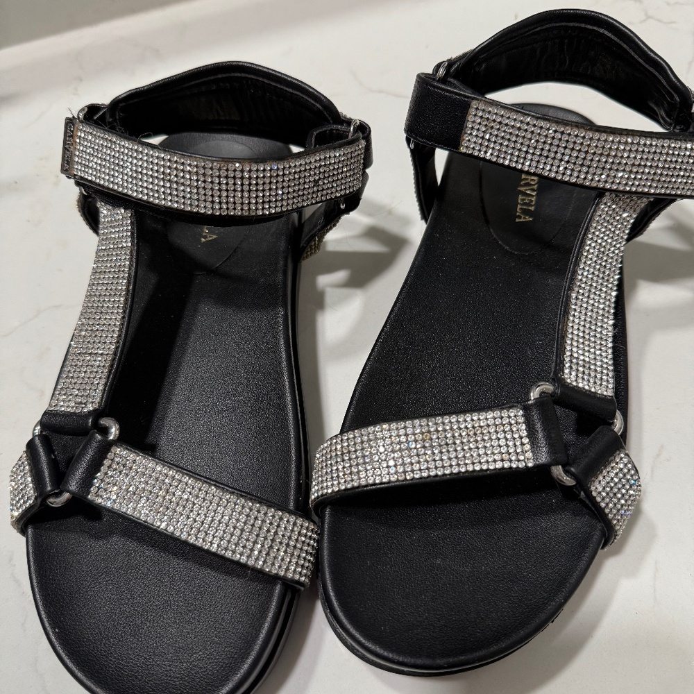 Black Sequined Sandals